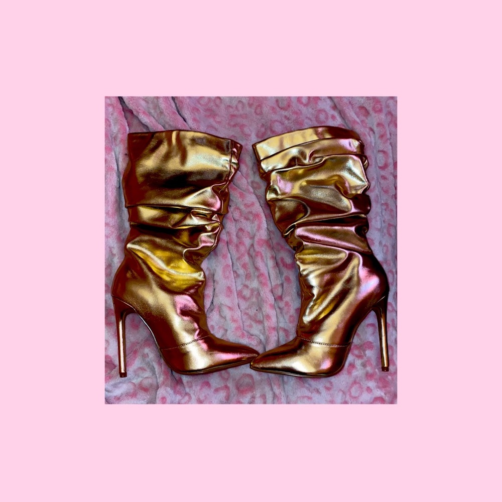 Rose gold metallic boots